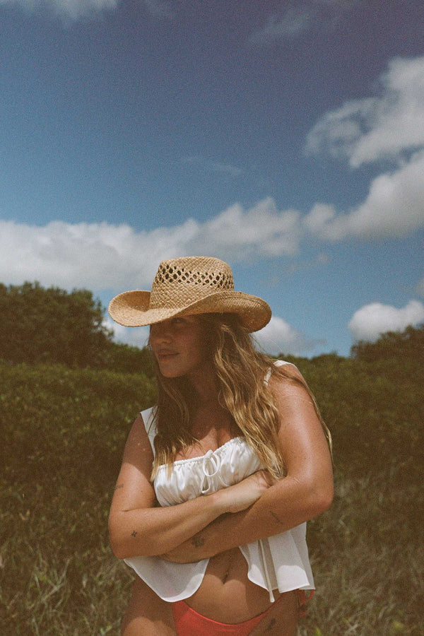 The Desert Cowboy - Straw Fedora Hat in Natural