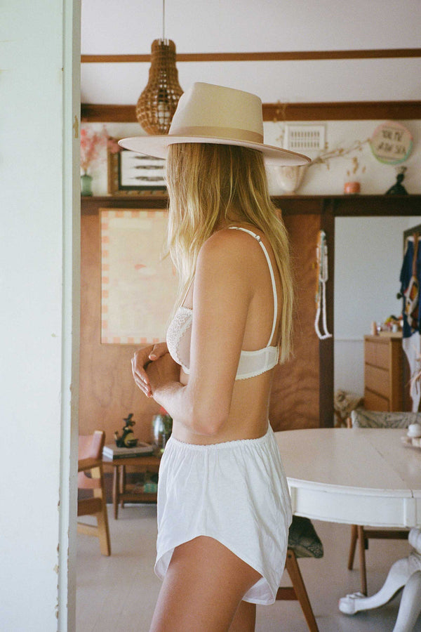 Ivory Rancher - Wool Felt Fedora Hat in Beige