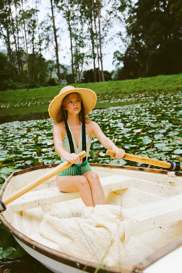 Paloma Sun Hat - Straw Boater Hat in Natural