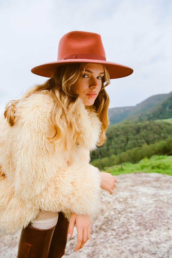 Terracotta Rancher - Wool Felt Rancher Hat in Red