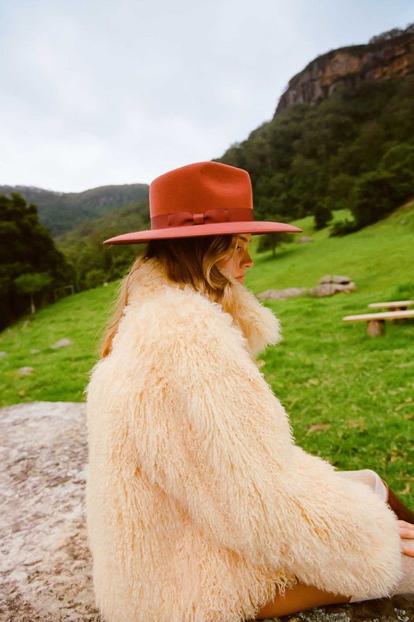 Terracotta Rancher - Wool Felt Rancher Hat in Red