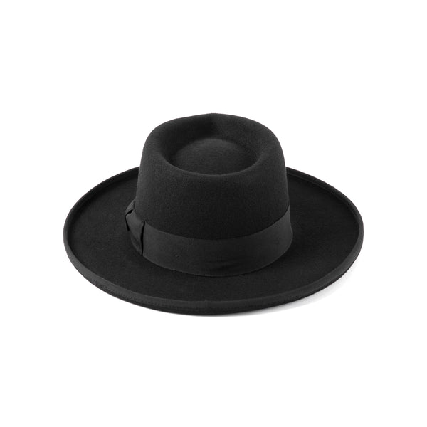 Mens Pierre - Wool Felt Fedora Hat in Black