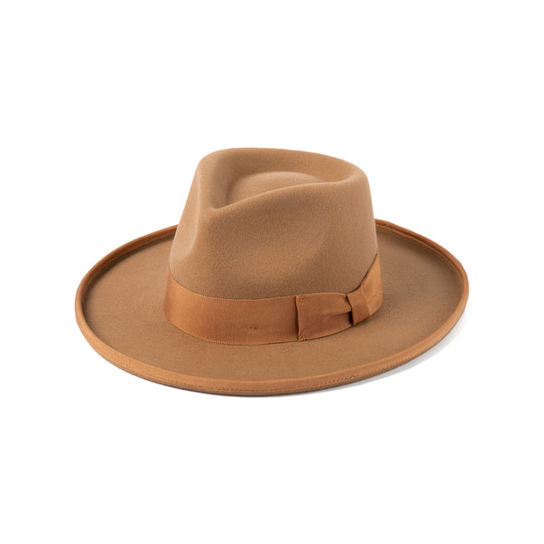 Mens Pierre - Wool Felt Fedora Hat in Brown