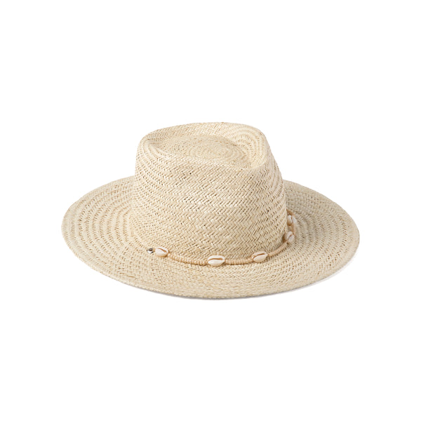 Womens Seashells Fedora - Straw Fedora Hat in Natural