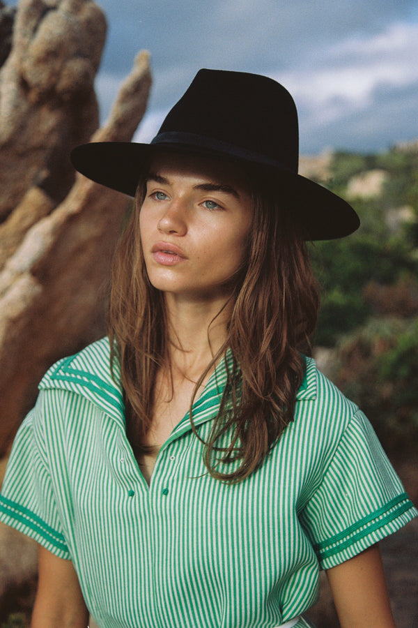 The Grove - Wool Felt Fedora Hat in Black