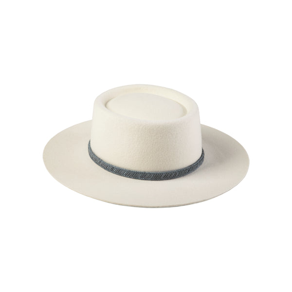 Womens The Rocky - Wool Felt Boater Hat in White