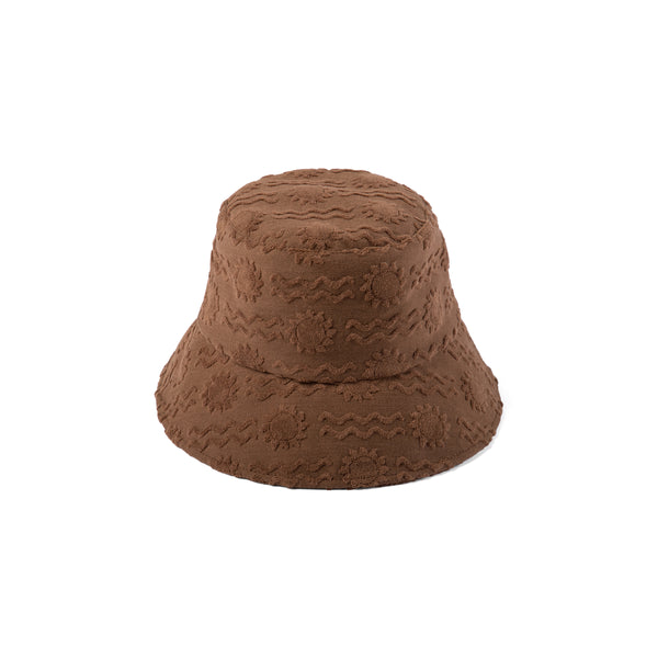 Womens Wave Bucket - Cotton Bucket Hat in Brown