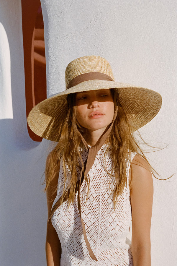 Womens Paloma Sun Hat - Straw Boater Hat in Natural